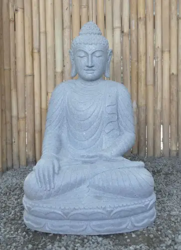 Product image of the product “Seated Buddha made of Riverstone in Bhumisparsha - gesture of touching the earth. 82cm height. ”